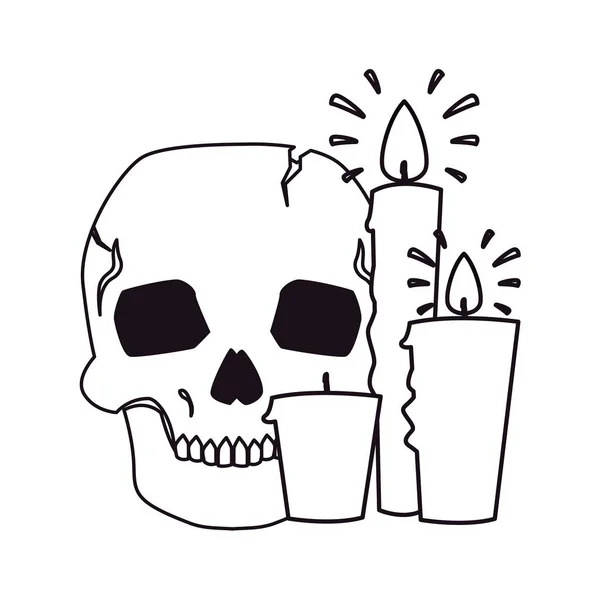 Teschio candele felice Halloween celebrazione di design — Vettoriale Stock