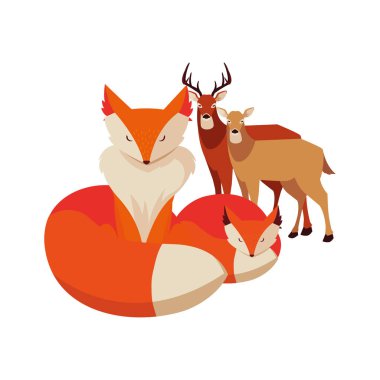 tilki ve geyikler mutlu sonbahar sezonu tasarımı