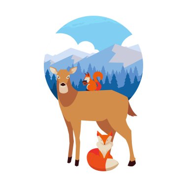 geyik tilki ve sincap mutlu sonbahar sezonu