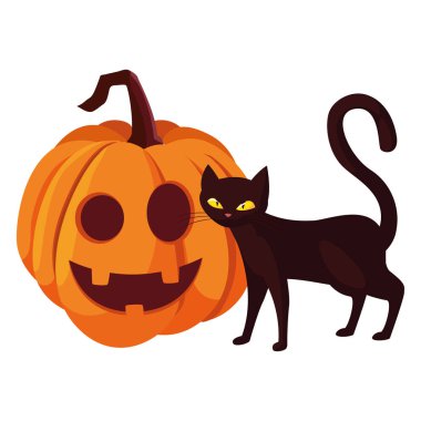 pumpkin cat happy halloween celebration clipart