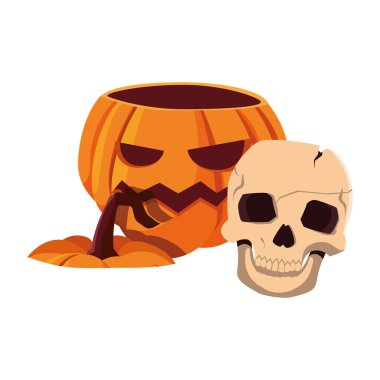 kabak ve kafatası mutlu cadılar bayramı kutlama tasarımı