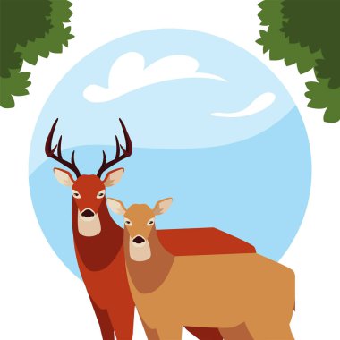 geyik mutlu sonbahar sezonu düz tasarım