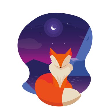 tilki memeli mutlu sonbahar sezonu düz tasarım