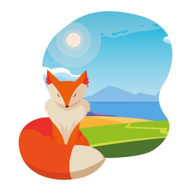 tilki memeli mutlu sonbahar sezonu düz tasarım