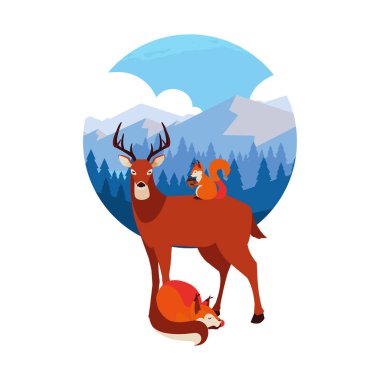 geyik tilki ve sincap mutlu sonbahar sezonu