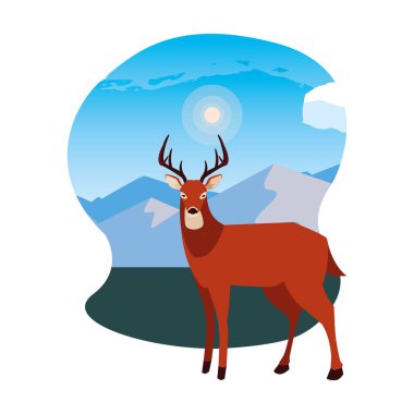 geyik mutlu sonbahar sezonu düz tasarım