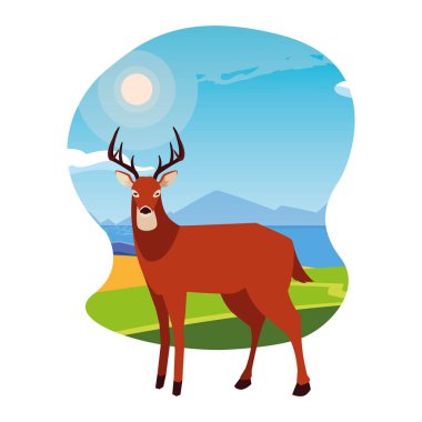 geyik mutlu sonbahar sezonu düz tasarım