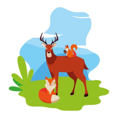 geyik tilki ve sincap mutlu sonbahar sezonu