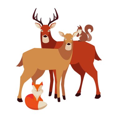 geyikler tilki ve sincap mutlu sonbahar sezonu