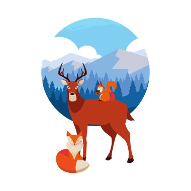 geyik tilki ve sincap mutlu sonbahar sezonu