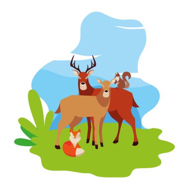 geyik tilki ve sincap mutlu sonbahar sezonu