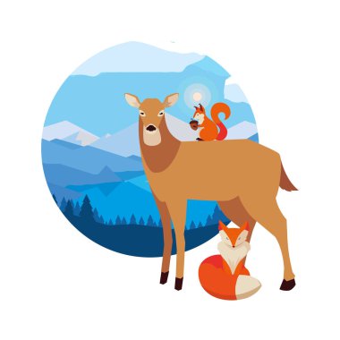 geyik tilki ve sincap mutlu sonbahar sezonu