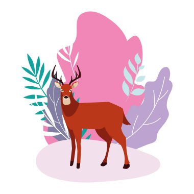 geyik mutlu sonbahar sezonu düz tasarım