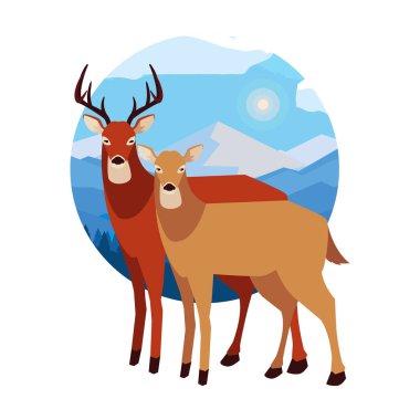 geyik mutlu sonbahar sezonu düz tasarım