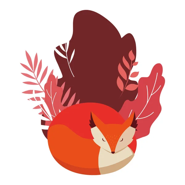 Лиса млекопитающих счастливый осенний сезон плоский дизайн — стоковый вектор