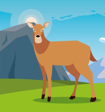 geyik mutlu sonbahar sezonu düz tasarım