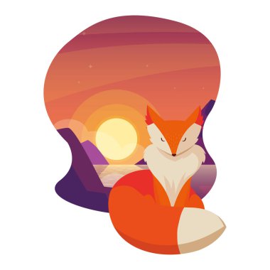 tilki memeli mutlu sonbahar sezonu düz tasarım