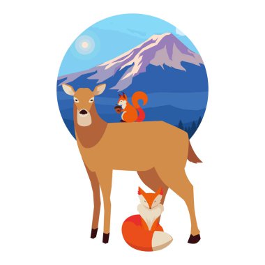 geyik tilki ve sincap mutlu sonbahar sezonu