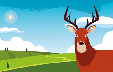 geyik mutlu sonbahar sezonu düz tasarım