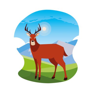 geyik mutlu sonbahar sezonu düz tasarım