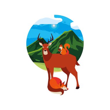 geyik tilki ve sincap mutlu sonbahar sezonu