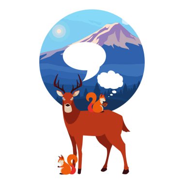 geyik ve sincap mutlu sonbahar sezonu tasarımı