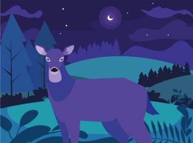 geyik mutlu sonbahar sezonu düz tasarım