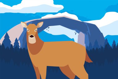 geyik mutlu sonbahar sezonu düz tasarım