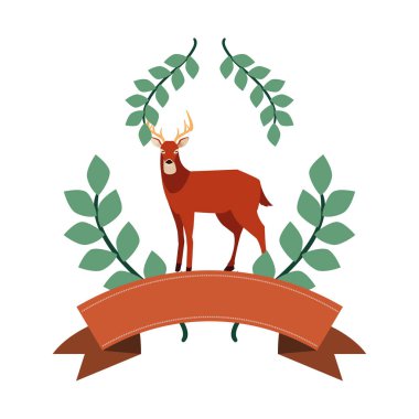 geyik mutlu sonbahar sezonu düz tasarım