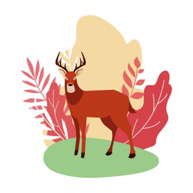 geyik mutlu sonbahar sezonu düz tasarım