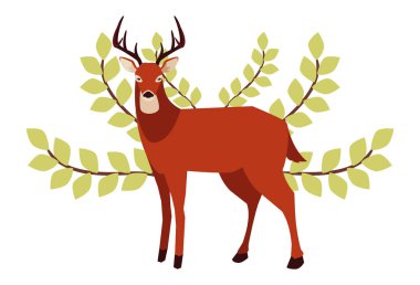 geyik mutlu sonbahar sezonu düz tasarım