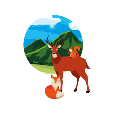 geyik tilki ve sincap mutlu sonbahar sezonu