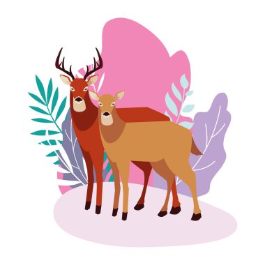 geyik mutlu sonbahar sezonu düz tasarım