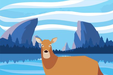 geyik mutlu sonbahar sezonu düz tasarım