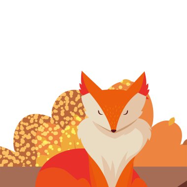 tilki memeli mutlu sonbahar sezonu düz tasarım