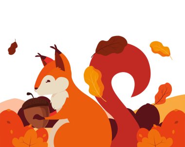 mutlu sonbahar sezonu düz tasarım