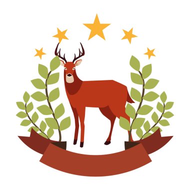 geyik mutlu sonbahar sezonu düz tasarım