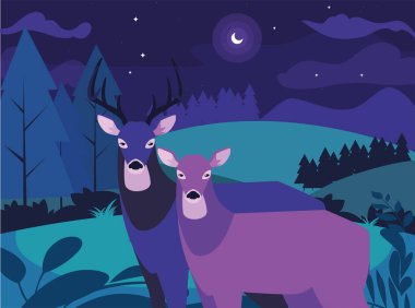 geyik mutlu sonbahar sezonu düz tasarım