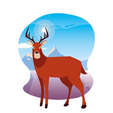 geyik mutlu sonbahar sezonu düz tasarım