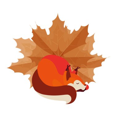 tilki yaprağı mutlu sonbahar sezonu düz tasarım