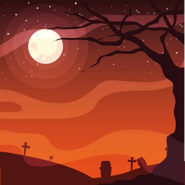 mezarlık mutlu cadılar bayramı kutlama tasarımı