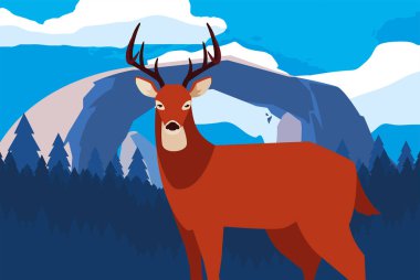 geyik mutlu sonbahar sezonu düz tasarım