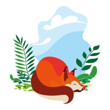 tilki memeli mutlu sonbahar sezonu düz tasarım