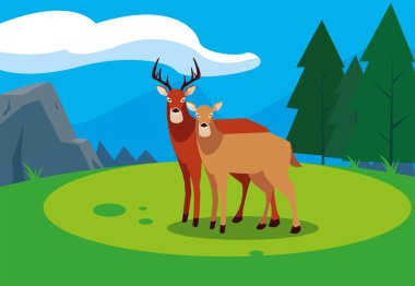 geyik mutlu sonbahar sezonu düz tasarım