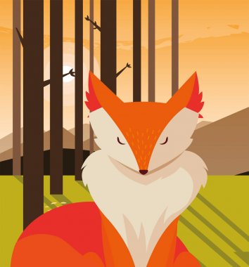 tilki memeli mutlu sonbahar sezonu düz tasarım