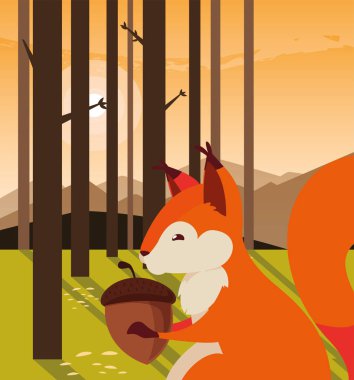 sincap palamut mutlu sonbahar sezonu düz tasarım