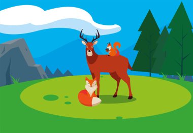 geyik tilki ve sincap mutlu sonbahar sezonu