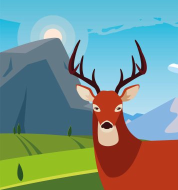 geyik mutlu sonbahar sezonu düz tasarım