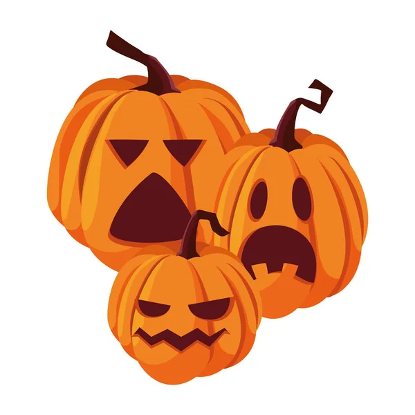 Pumpkins happy halloween celebration design — Stock Vector