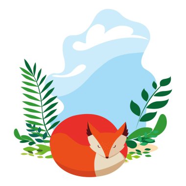 tilki memeli mutlu sonbahar sezonu düz tasarım